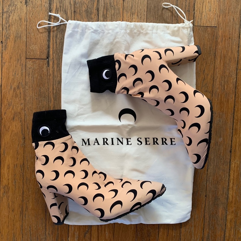 Marine Serre crescent moon print sock boots